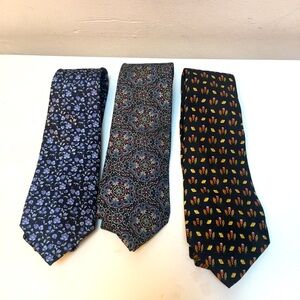 Lot of three designer silk neckties Dior Valentino Ferragamo
